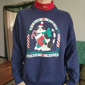 Vintage Gopher Sport Cat Christmas Sweater With Turtleneck Size 2X